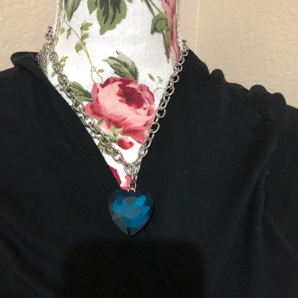 Blue Crystal chocker with silver chain
